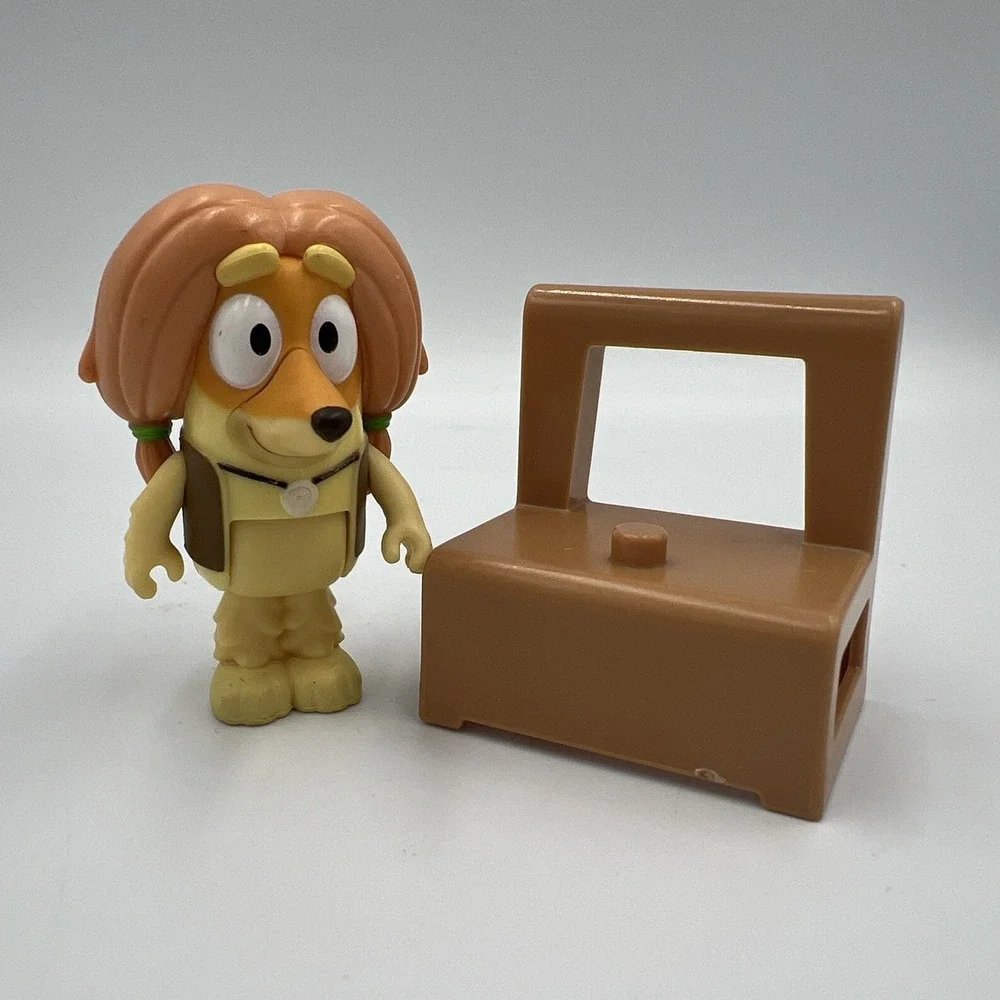 Indy Bluey Action Figure Toy Cartoon Dog Hippie Afghan Hound With Seat Accessory